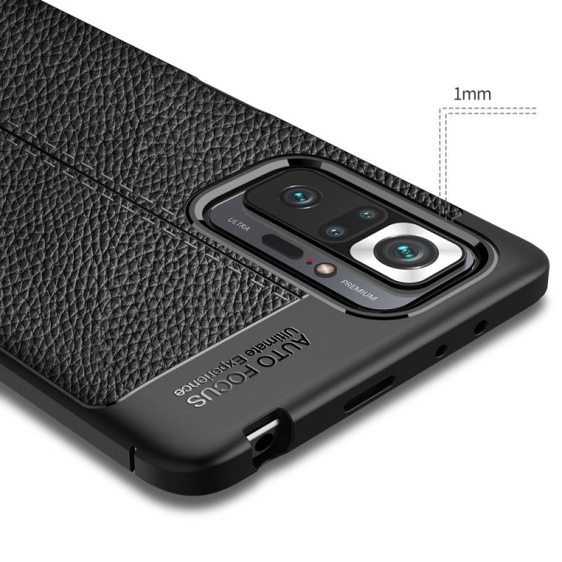 Hoesje voor Xiaomi Redmi Note 10 Pro Rood Zwart Dubbellijn Lychee Leereffect