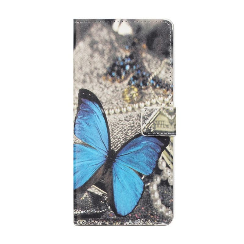 Leren Hoesje Xiaomi Redmi Note 10 Pro Blauwe Vlinder