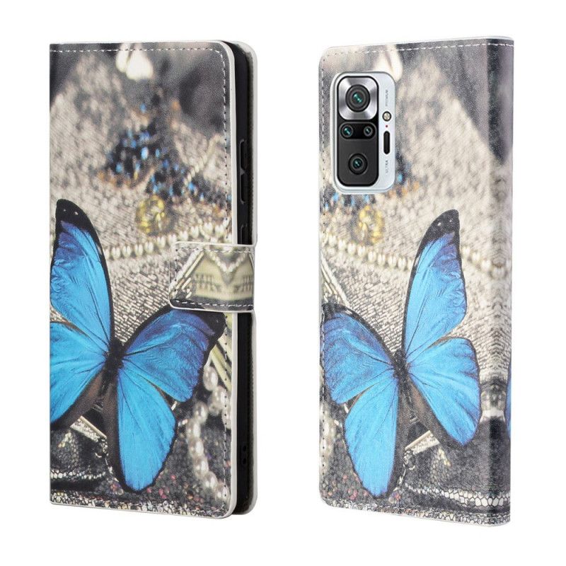 Leren Hoesje Xiaomi Redmi Note 10 Pro Blauwe Vlinder