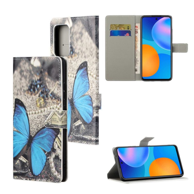 Leren Hoesje Xiaomi Redmi Note 10 Pro Blauwe Vlinder