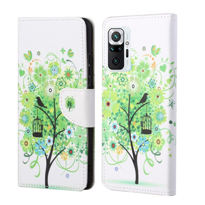 Leren Hoesje Xiaomi Redmi Note 10 Pro Groene Boom