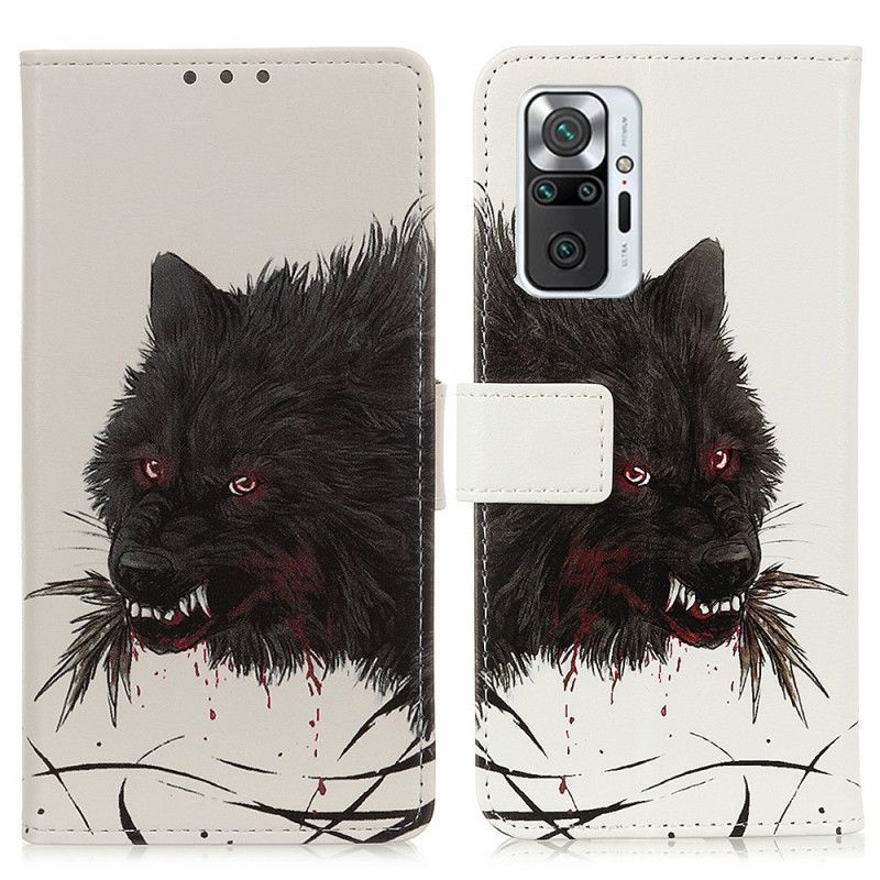 Leren Hoesje Xiaomi Redmi Note 10 Pro Hongerige Wolf