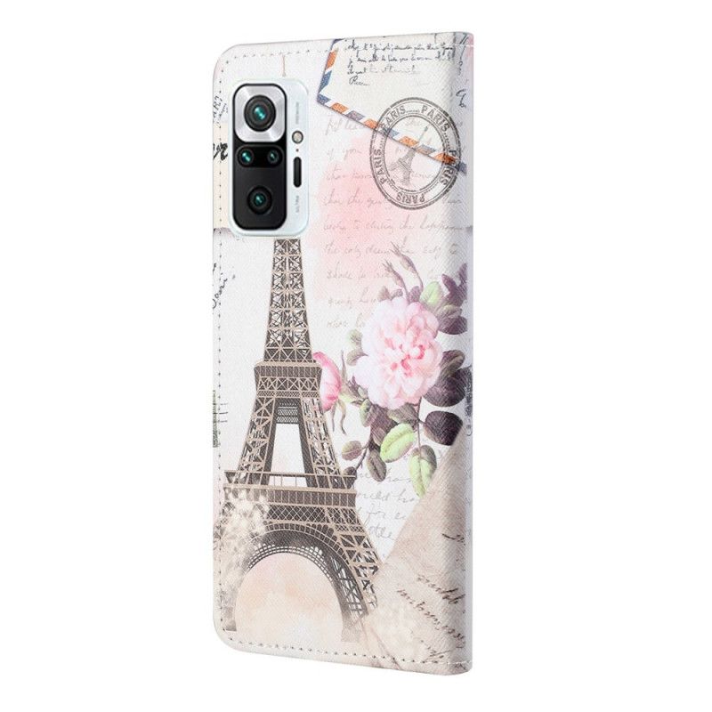 Leren Hoesje Xiaomi Redmi Note 10 Pro Retro Eiffeltoren