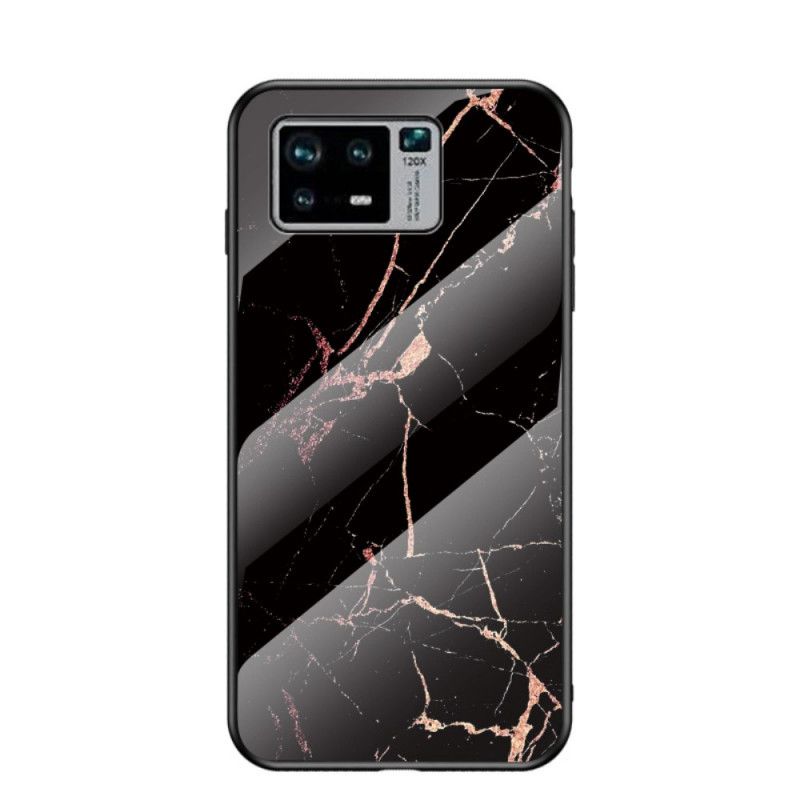 Hoesje Xiaomi Mi 11 Pro Wit Zwart Marmer Kleuren Gehard Glas