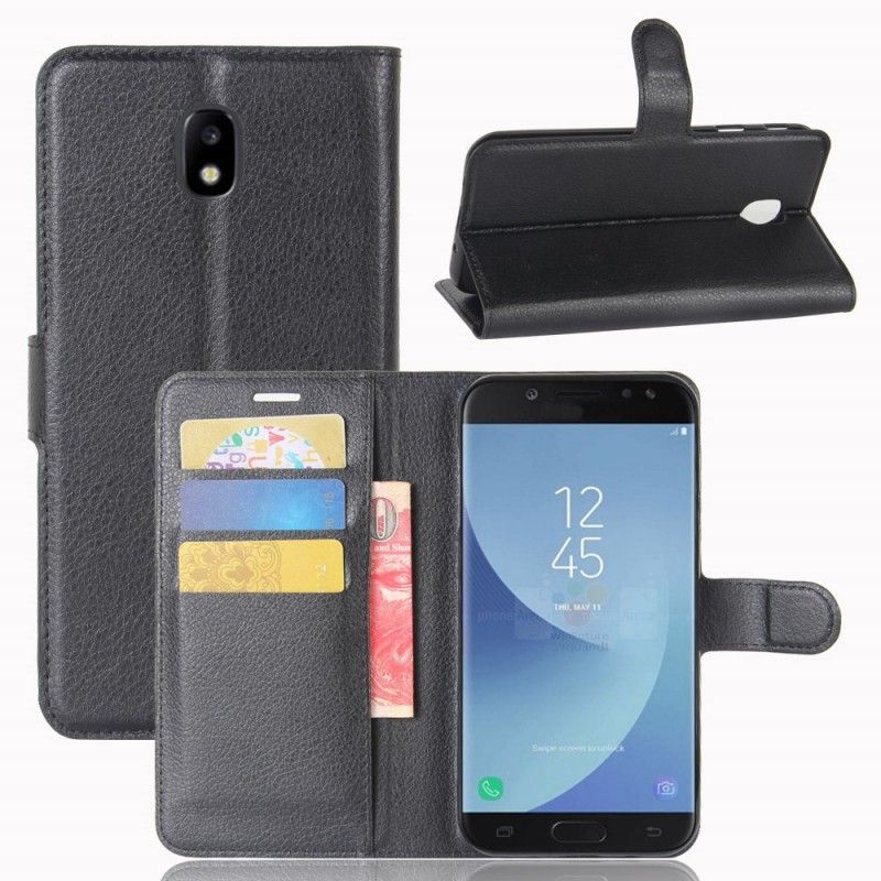 Flip Case Leren Samsung Galaxy J5 2017 Wit Zwart Klassiek