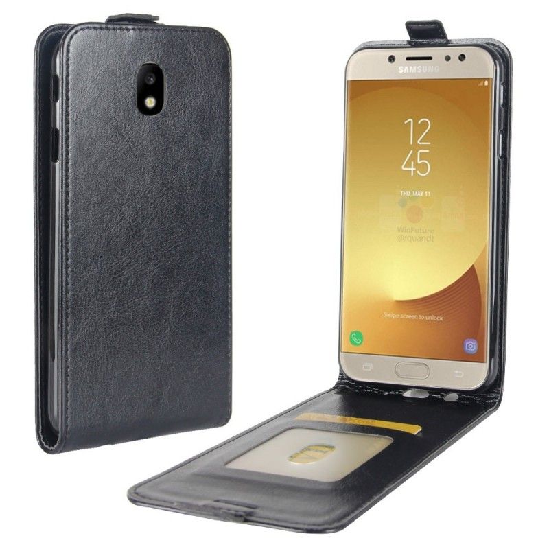Flip Case Leren Samsung Galaxy J5 2017 Zwart Vouwleereffect