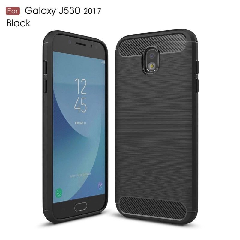 Hoesje voor Samsung Galaxy J5 2017 Rood Zwart Geborsteld Koolstofvezel