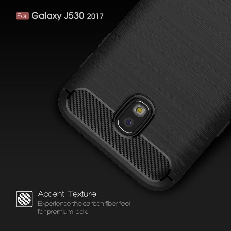 Hoesje voor Samsung Galaxy J5 2017 Rood Zwart Geborsteld Koolstofvezel