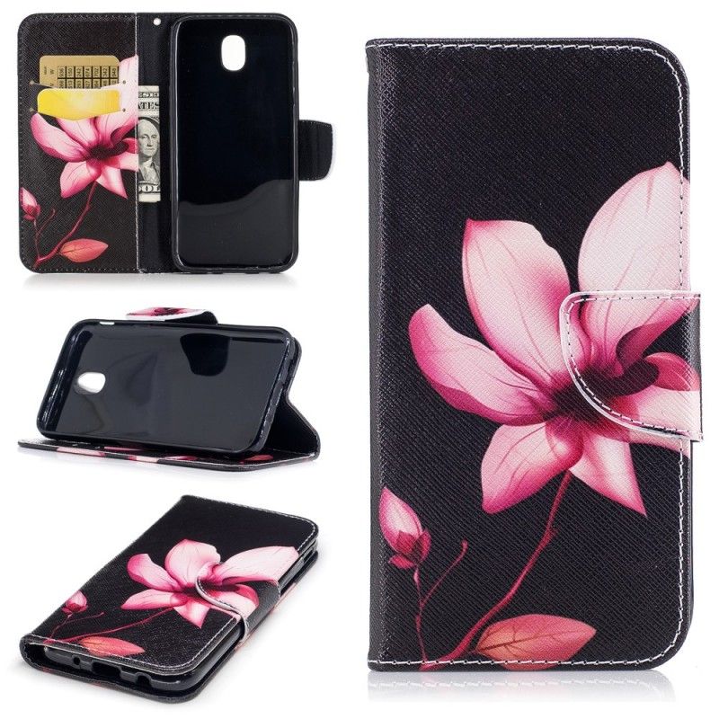 Leren Hoesje Samsung Galaxy J5 2017 Roze Bloem