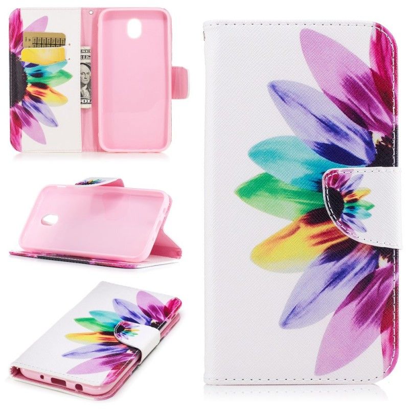 Leren Hoesje voor Samsung Galaxy J5 2017 Aquarelbloem