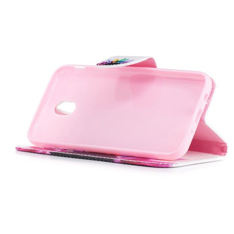 Leren Hoesje voor Samsung Galaxy J5 2017 Aquarelbloem