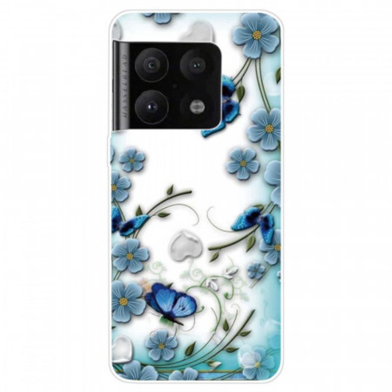 Telefoonhoesje voor OnePlus 10 Pro 5G Retro Vlinders En Bloemen