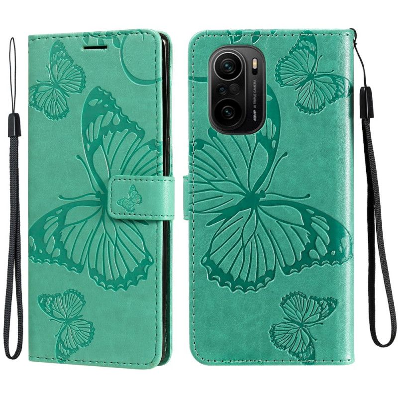 Flip Case Leren Xiaomi Mi 11i 5g / Poco F3 Gigantische Stringvlinders