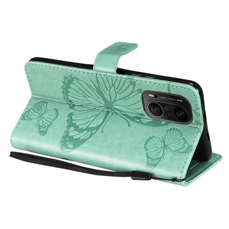 Flip Case Leren Xiaomi Mi 11i 5g / Poco F3 Gigantische Stringvlinders