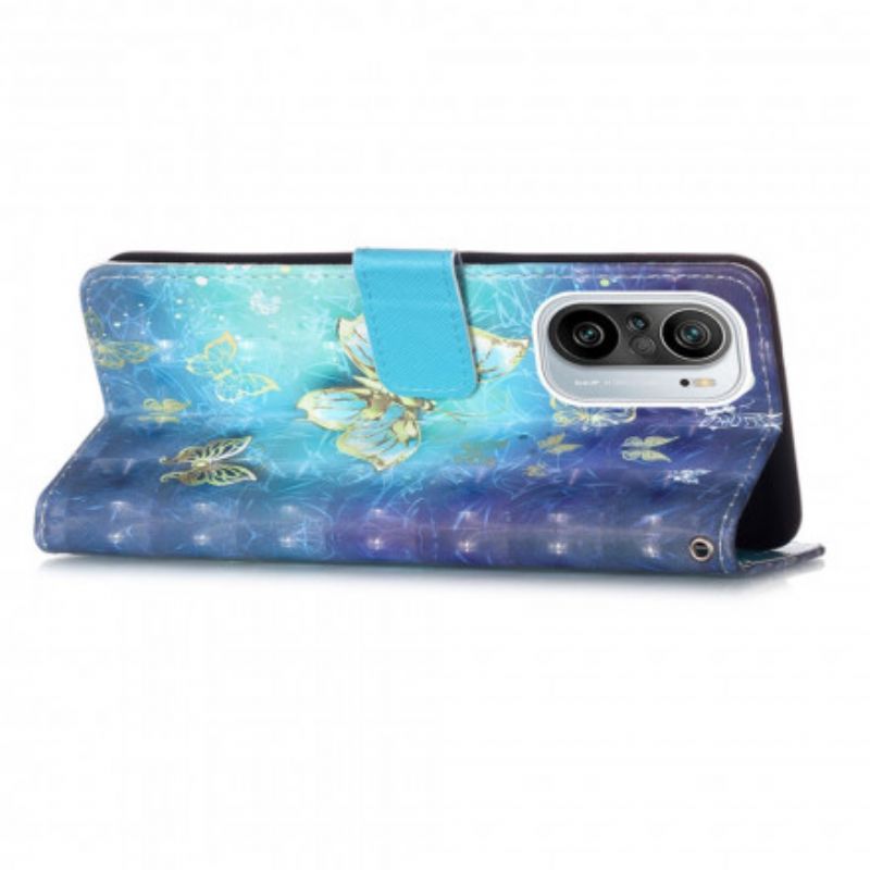 Flip Case Leren Xiaomi Mi 11i 5g / Poco F3 Gouden Vlinders