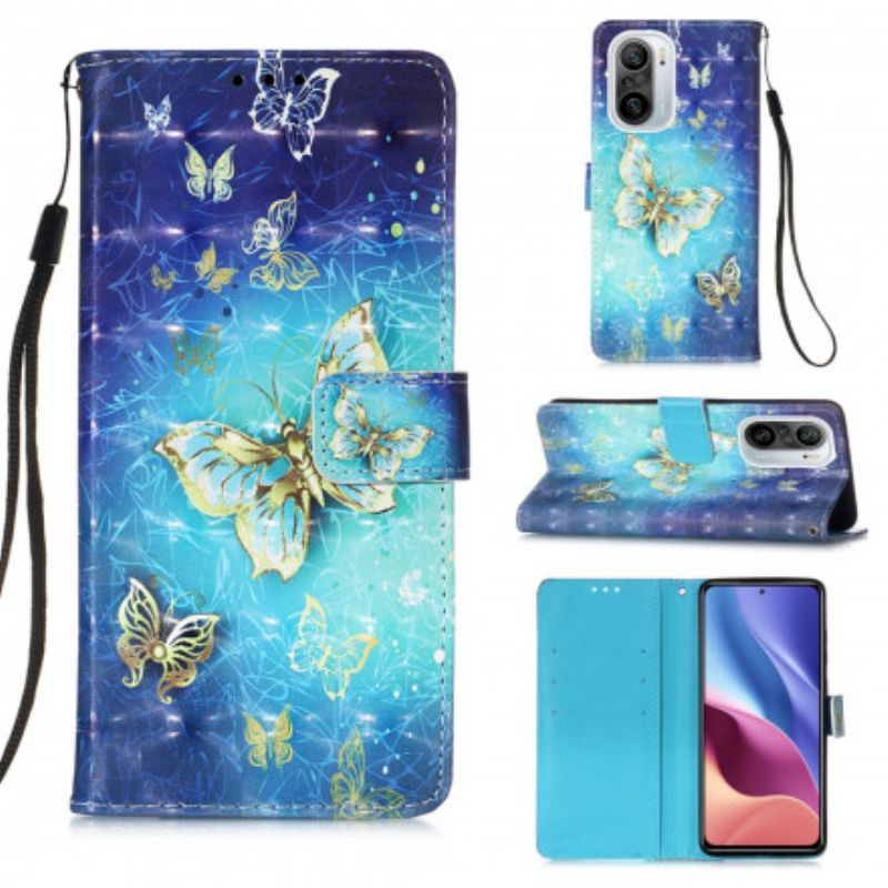 Flip Case Leren Xiaomi Mi 11i 5g / Poco F3 Gouden Vlinders
