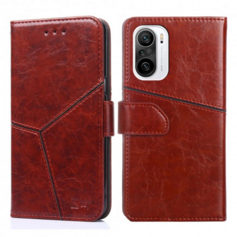 Folio-hoesje Xiaomi Mi 11i 5g / Poco F3 Telefoonhoesje Geometrisch Leereffect