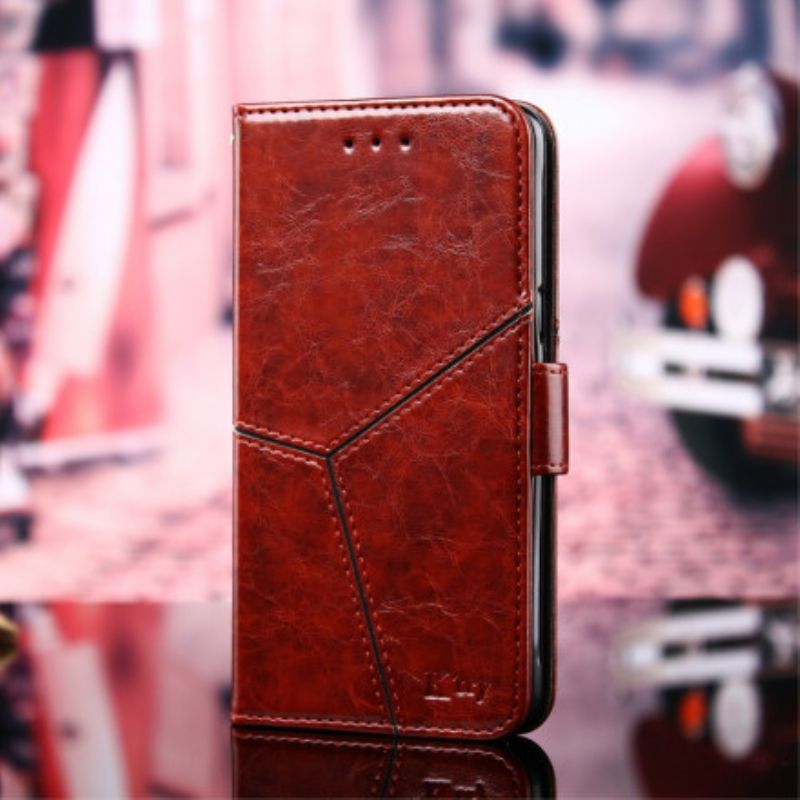 Folio-hoesje Xiaomi Mi 11i 5g / Poco F3 Telefoonhoesje Geometrisch Leereffect