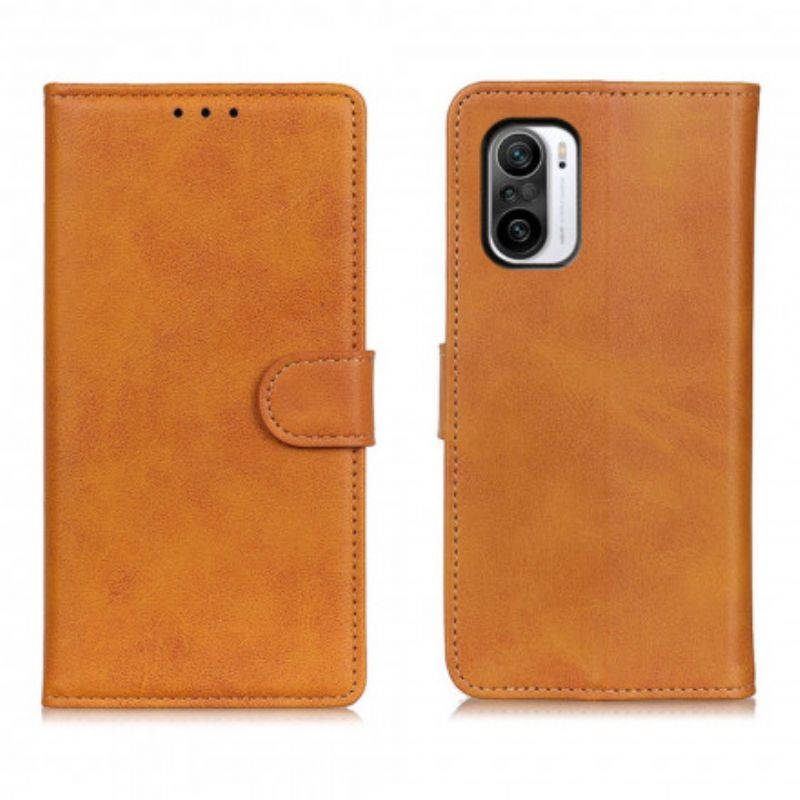 Folio-hoesje Xiaomi Mi 11i 5g / Poco F3 Telefoonhoesje Retro Mat Leereffect