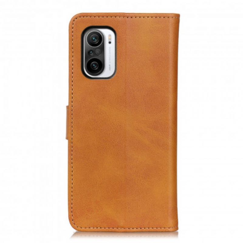 Folio-hoesje Xiaomi Mi 11i 5g / Poco F3 Telefoonhoesje Retro Mat Leereffect