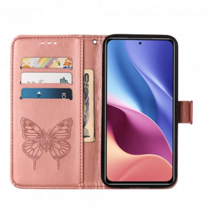 Folio-hoesje Xiaomi Mi 11i 5g / Poco F3 Telefoonhoesje Vlinderontwerp Met Lanyard