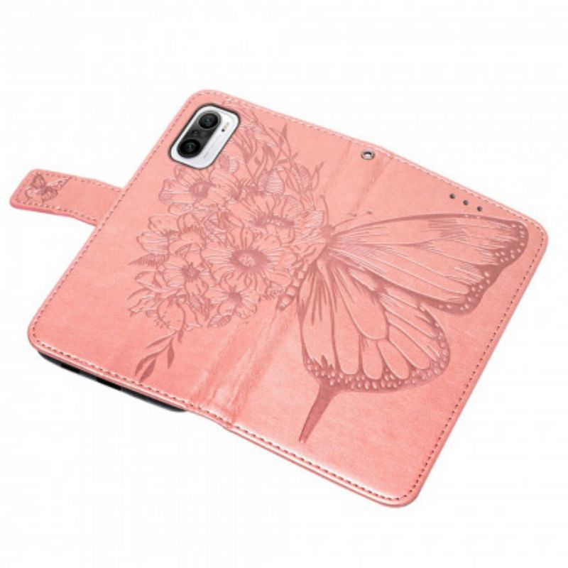 Folio-hoesje Xiaomi Mi 11i 5g / Poco F3 Telefoonhoesje Vlinderontwerp Met Lanyard