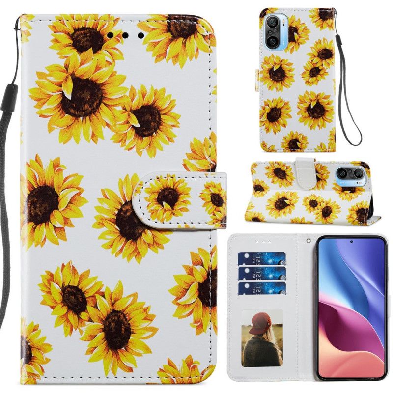 Folio-hoesje Xiaomi Mi 11i 5g / Poco F3 Telefoonhoesje Zonnebloemen