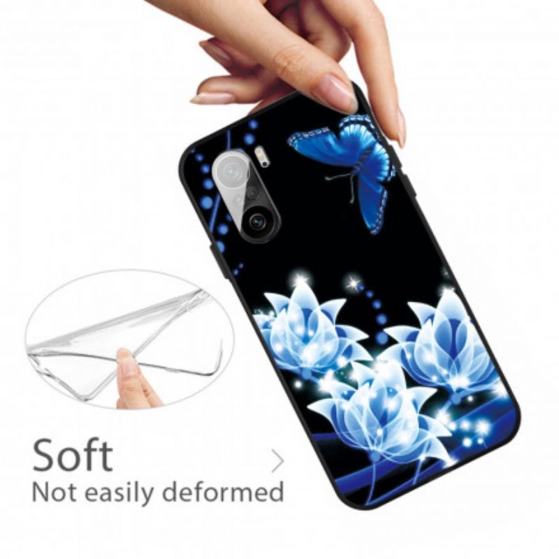 Hoesje Voor Xiaomi Mi 11i 5g / Poco F3 Vlinder En Blauwe Bloemen
