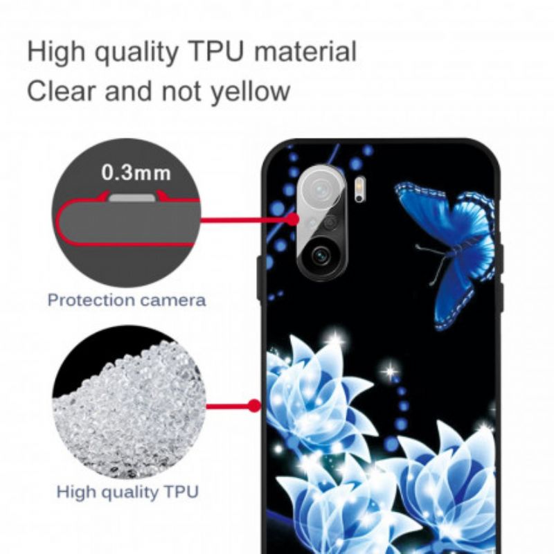 Hoesje Voor Xiaomi Mi 11i 5g / Poco F3 Vlinder En Blauwe Bloemen
