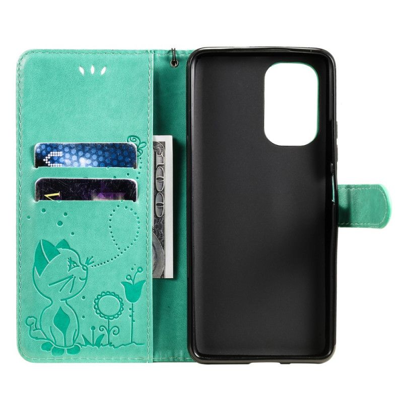 Leren Hoesje Voor Xiaomi Mi 11i 5g / Poco F3 Kat En Bijen String