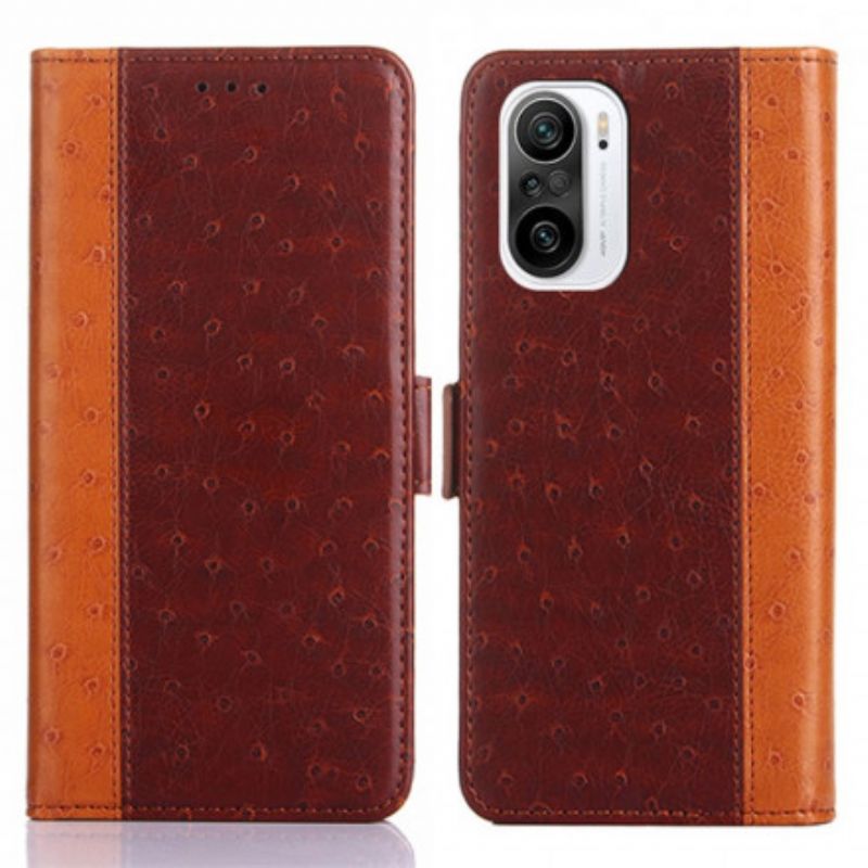 Leren Hoesje Voor Xiaomi Mi 11i 5g / Poco F3 Tweekleurige Struisvogel Huidtextuur