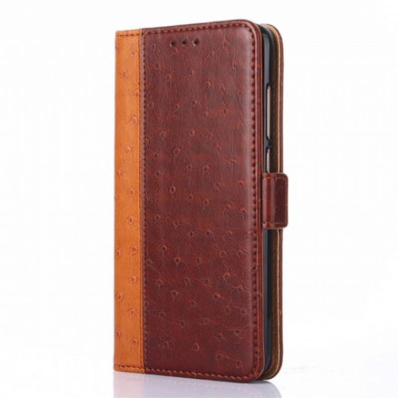 Leren Hoesje Voor Xiaomi Mi 11i 5g / Poco F3 Tweekleurige Struisvogel Huidtextuur