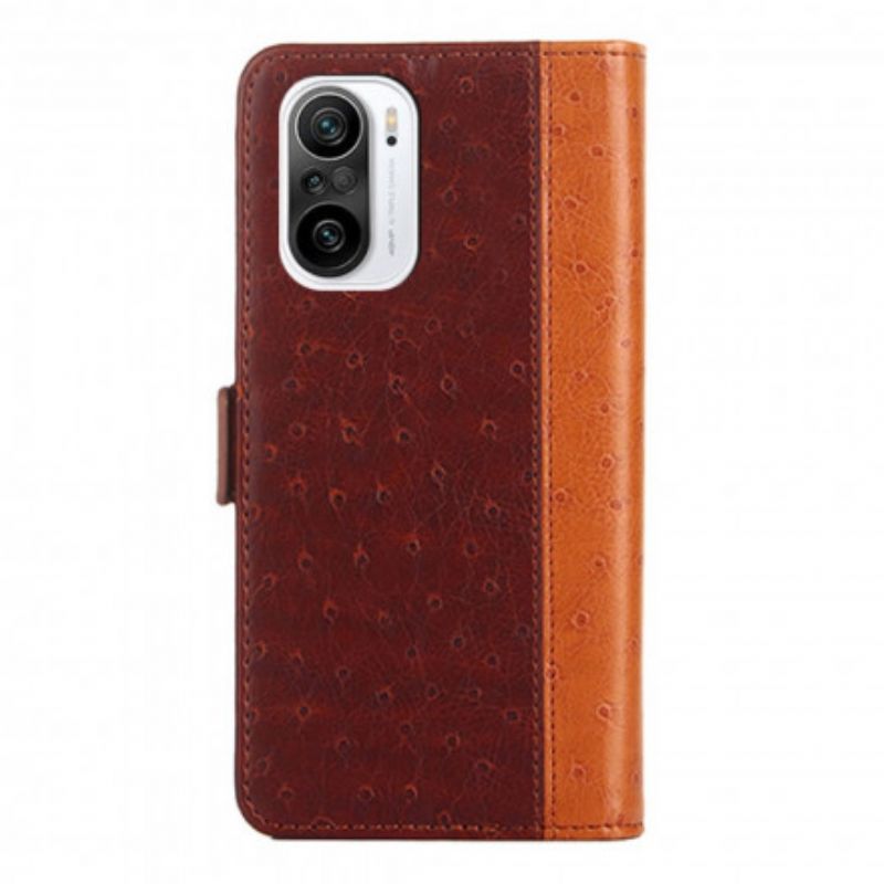 Leren Hoesje Voor Xiaomi Mi 11i 5g / Poco F3 Tweekleurige Struisvogel Huidtextuur