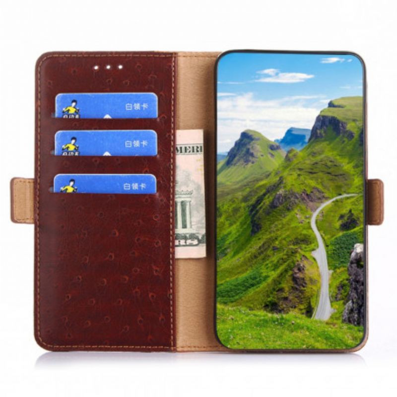 Leren Hoesje Voor Xiaomi Mi 11i 5g / Poco F3 Tweekleurige Struisvogel Huidtextuur