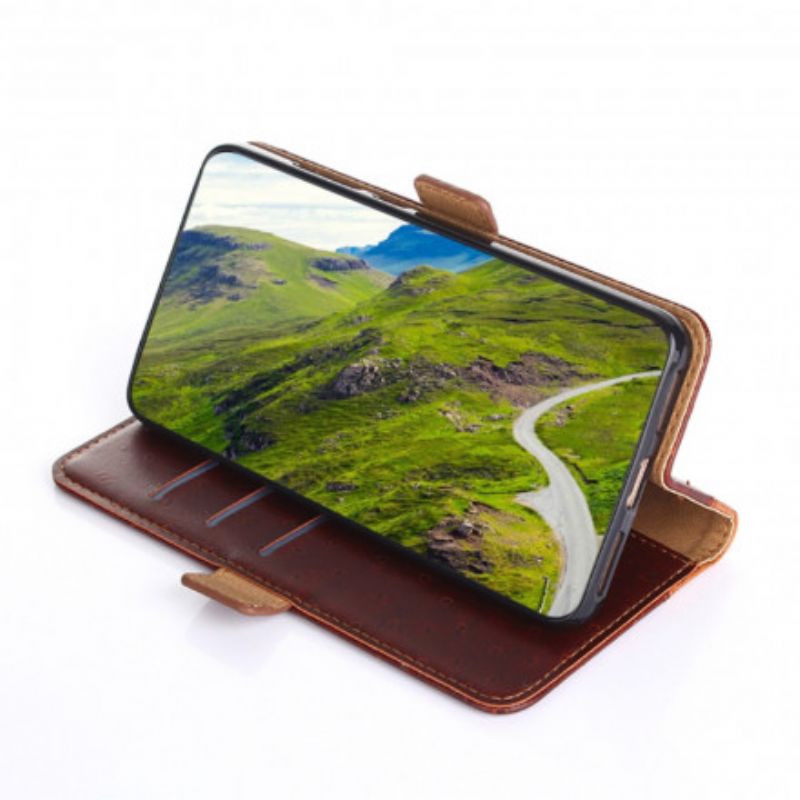 Leren Hoesje Voor Xiaomi Mi 11i 5g / Poco F3 Tweekleurige Struisvogel Huidtextuur