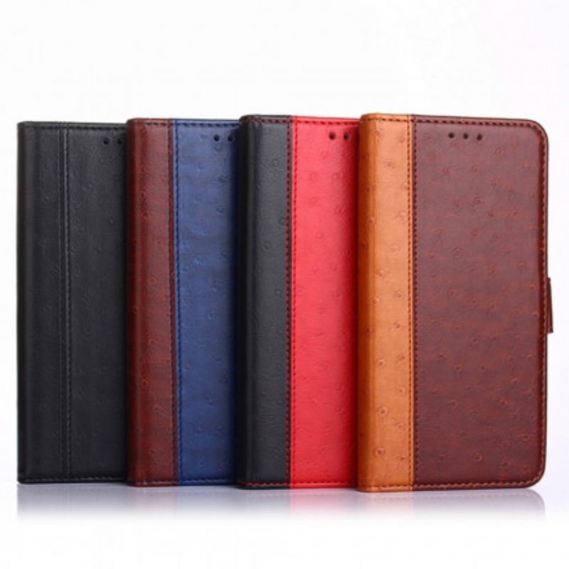 Leren Hoesje Voor Xiaomi Mi 11i 5g / Poco F3 Tweekleurige Struisvogel Huidtextuur
