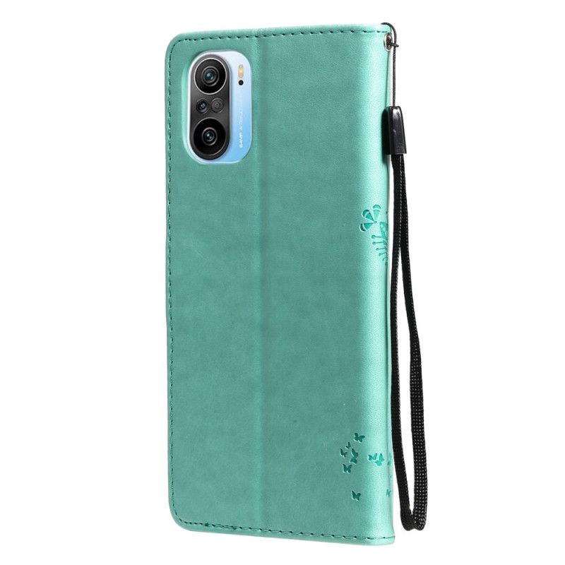 Leren Hoesje Xiaomi Mi 11i 5g / Poco F3 Kat En Vlinders Bescherming Hoesje