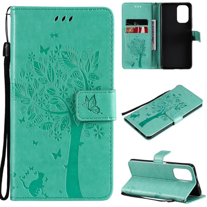 Leren Hoesje Xiaomi Mi 11i 5g / Poco F3 Kat En Vlinders Bescherming Hoesje