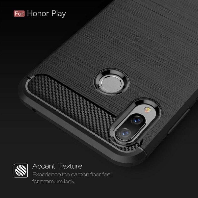Hoesje voor Honor Play Grijs Zwart Geborsteld Koolstofvezel