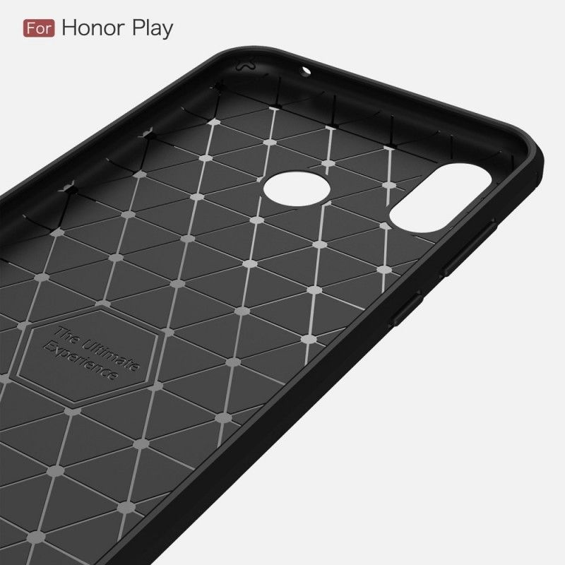 Hoesje voor Honor Play Grijs Zwart Geborsteld Koolstofvezel
