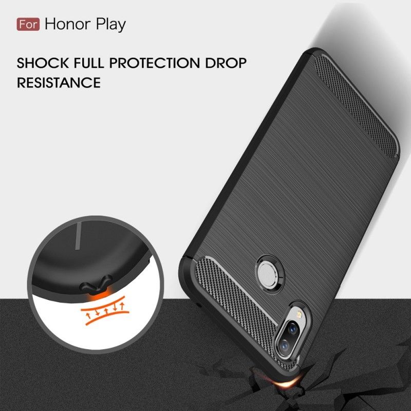 Hoesje voor Honor Play Grijs Zwart Geborsteld Koolstofvezel
