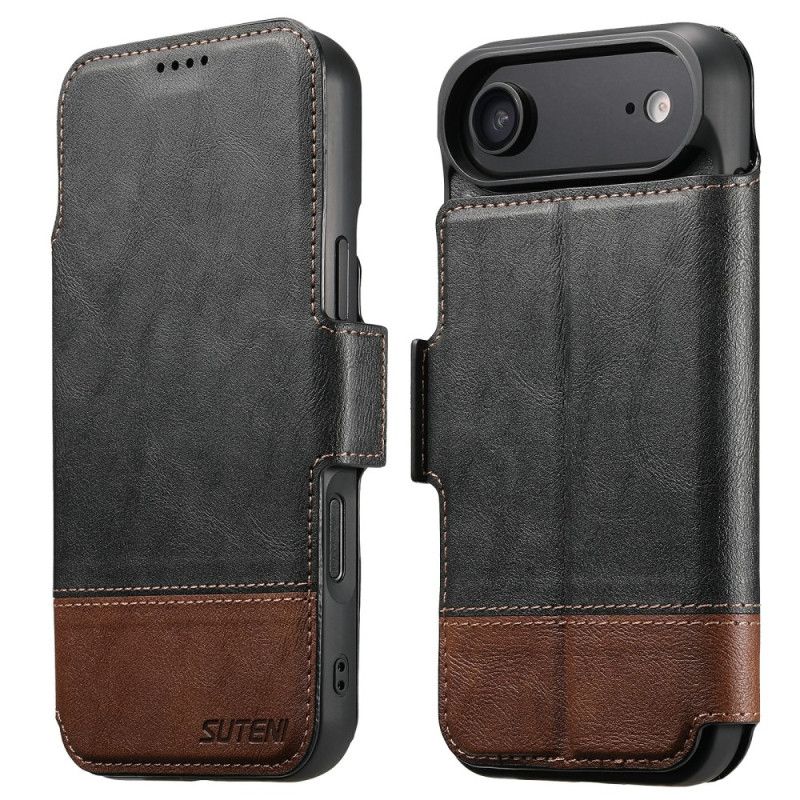 Leren Hoesje iPhone Air Magsafe Tweekleurige Afneembare Hoes Suteni Bescherming Hoesje