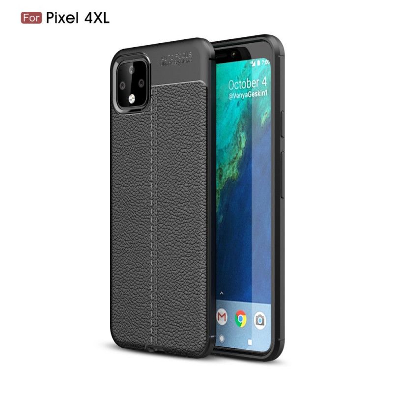 Case Hoesje Google Pixel 4 XL Rood Zwart Telefoonhoesje Dubbellijns Lychee Leereffect