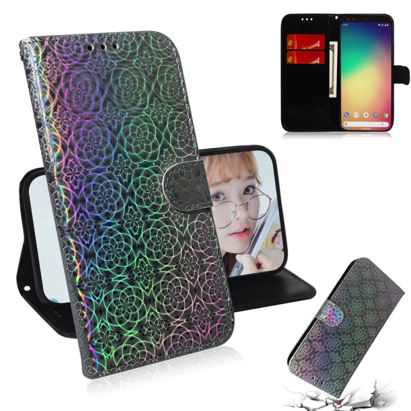 Flip Case Leren Google Pixel 4 XL Grijs Zwart Pure Kleur