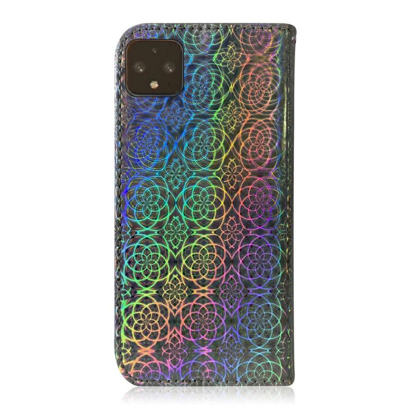 Flip Case Leren Google Pixel 4 XL Grijs Zwart Pure Kleur