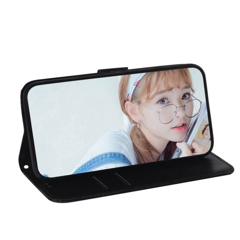 Flip Case Leren Google Pixel 4 XL Grijs Zwart Pure Kleur