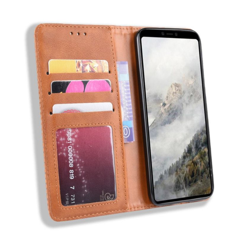 Folio-hoesje Google Pixel 4 XL Donkerblauw Zwart Gestileerd Vintage Leereffect