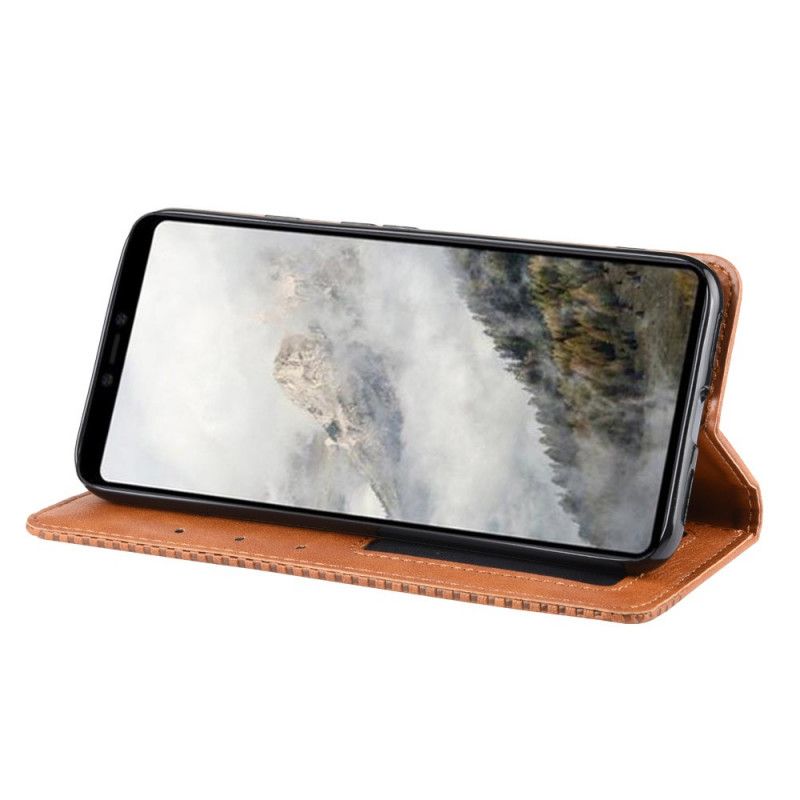 Folio-hoesje Google Pixel 4 XL Donkerblauw Zwart Gestileerd Vintage Leereffect