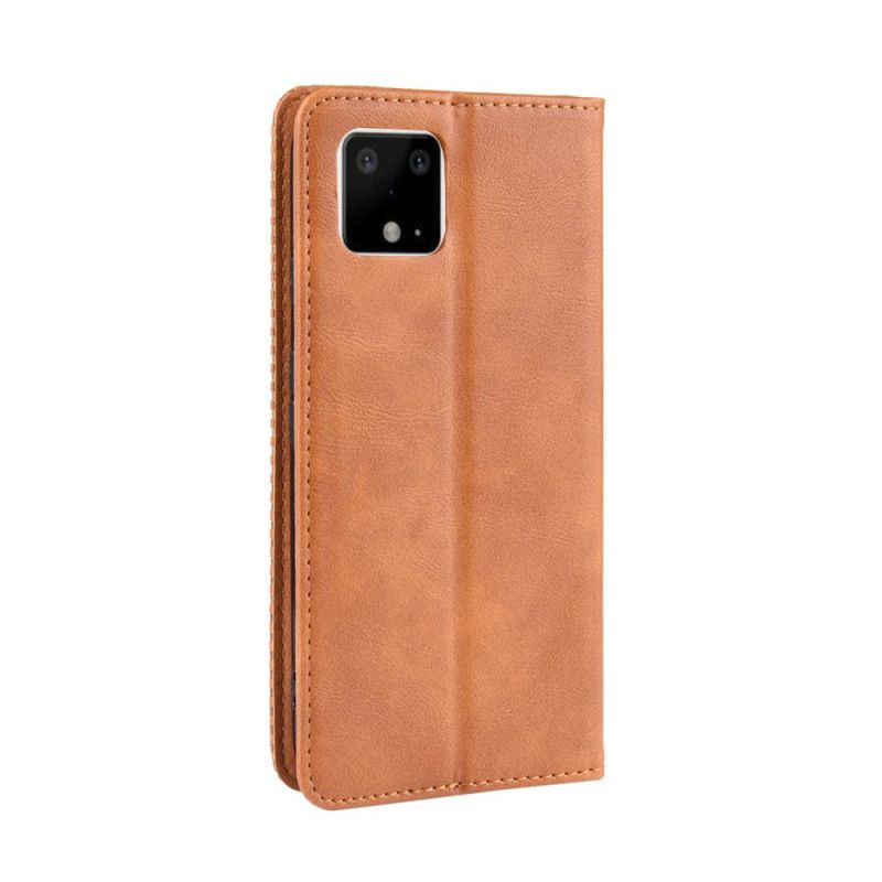 Folio-hoesje Google Pixel 4 XL Donkerblauw Zwart Gestileerd Vintage Leereffect