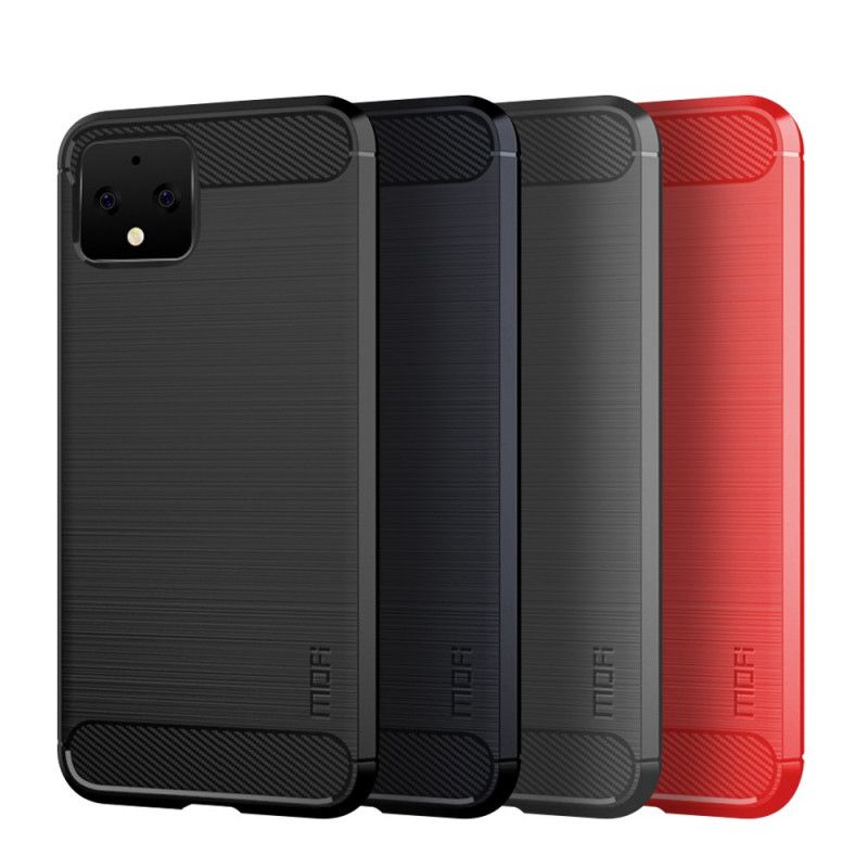 Hoesje Google Pixel 4 XL Grijs Zwart Mofi Geborstelde Koolstofvezel